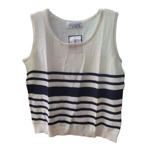 NWT Spadina Striped Sleeveless Wool Knit Tank Top Made In Italy